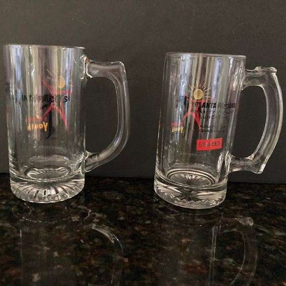 Set of 2 Atlanta Falcons 1998 & 2000 Charity Kickoff Luncheon Glass Mugs - Picture 1 of 2